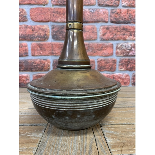 2222 - Arts & Crafts coppered brass pedestal ashtray, H 70cm