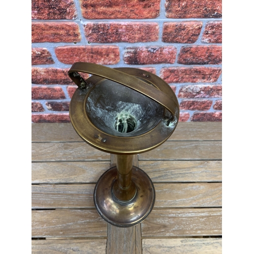 2222 - Arts & Crafts coppered brass pedestal ashtray, H 70cm