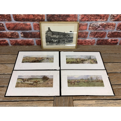 344 - Original black and white photograph of The Cotswold Hunt with an assortment of mixed hunting related... 