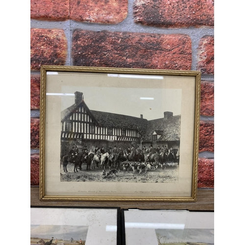 344 - Original black and white photograph of The Cotswold Hunt with an assortment of mixed hunting related... 