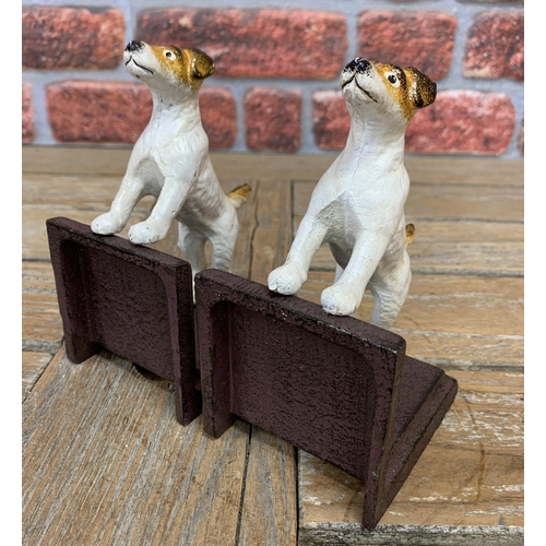 299 - Pair of cast iron terrier dog bookends, H 16cm x W 8cm