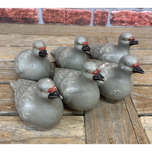 334 - Collection of carved wood hand painted decoy birds, H 13 x L 23cm (6)