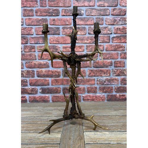 353 - Impressive Roe Deer antler four branch candelabra, H 71cm x W 41cm x D 41cm