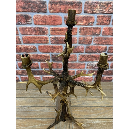 353 - Impressive Roe Deer antler four branch candelabra, H 71cm x W 41cm x D 41cm