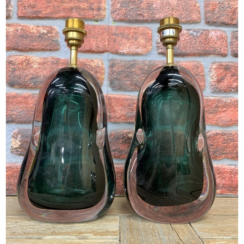 2351 - Pair of Porta Romana 'Perfume Bottle' stylised glass table lamps, 38cm high