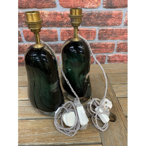 2351 - Pair of Porta Romana 'Perfume Bottle' stylised glass table lamps, 38cm high