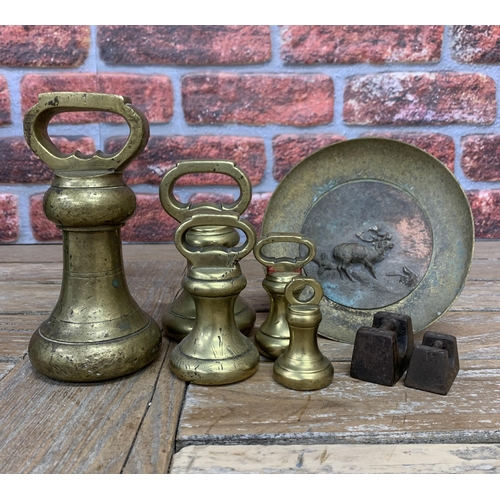 2213 - Collection of brass Avery scale weights ranging from 7lbs down to 4ozs (7). Together with a further ... 