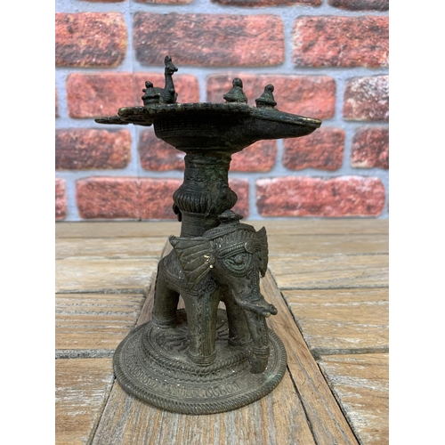 2230 - Indian bronze burner with elephant column, 19cm high