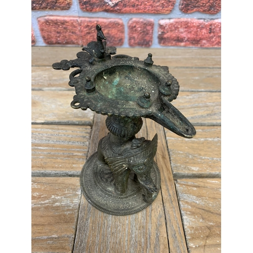 2230 - Indian bronze burner with elephant column, 19cm high