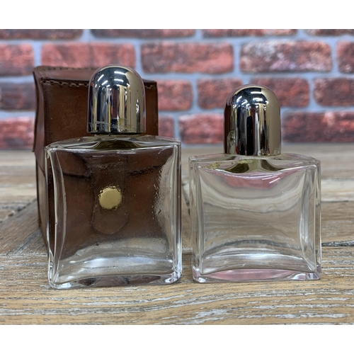 363 - Attractive leather cased twin scent bottle set