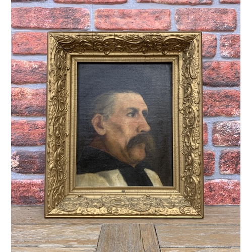 576 - Early 20th century continental school - bust portrait of a moustached gentleman in religious attire,... 