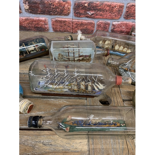 2313 - Collection of vintage ships in bottles (10)