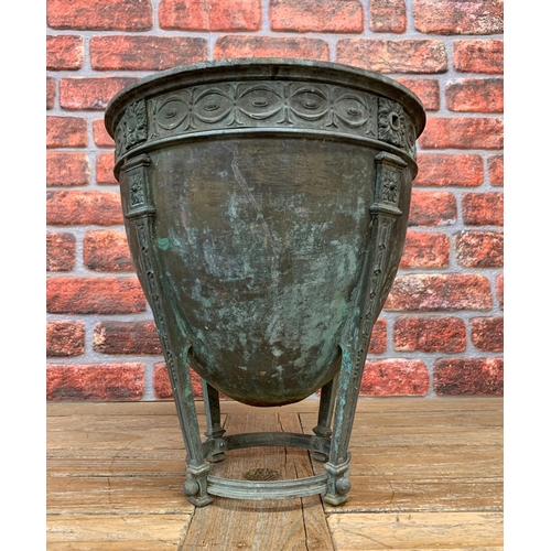 2245 - Copper Planter, on thin tapered legs H39cm