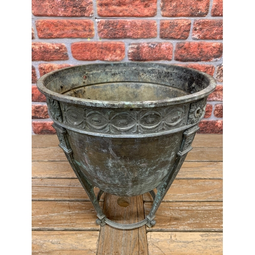 2245 - Copper Planter, on thin tapered legs H39cm