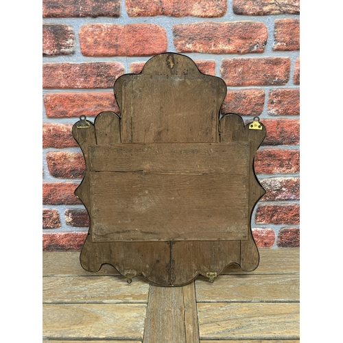 2437 - Antique shardware mirror, fitted with four panels, H60cm x W50cm