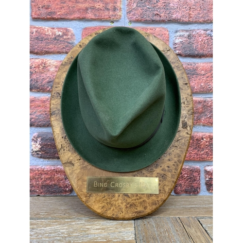 2297 - Bing Crosby (1903 - 1977) : A Cavanagh green trilby hat, size 7 3/8, owned and worn by the entertain... 