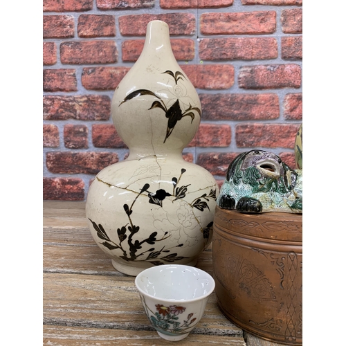 2108 - Mixed collection of Chinese ceramics to include Cizhou double gourd vase, 32cm high (af) together wi... 