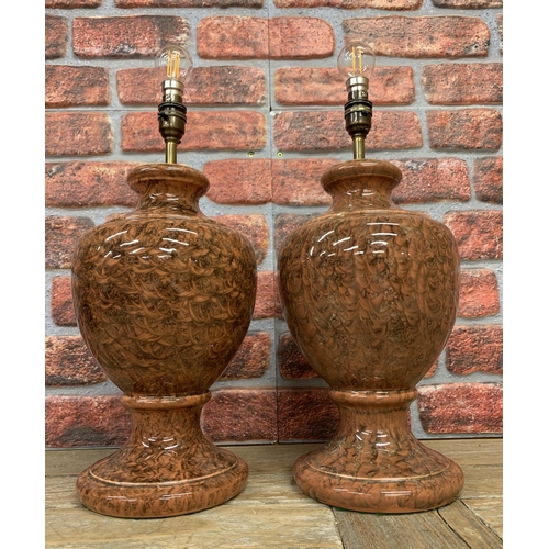 2375 - Pair of decorative modern ceramic lamp bases, finished in faux Red Marble, H44cm (2)