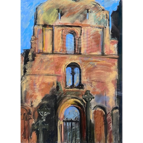 497 - Peter Podmore (b. 1942) - 'Lindisfarne Priory', signed, signed dated and titled verso, pastel, 51 x ... 