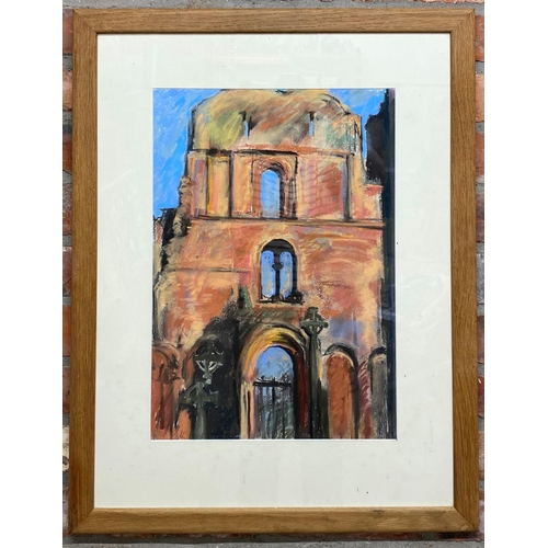 497 - Peter Podmore (b. 1942) - 'Lindisfarne Priory', signed, signed dated and titled verso, pastel, 51 x ... 