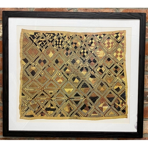 614 - Tribal school - Kuba Cloth A & B, colour prints, 52 x 64cm and 40 x 64cm, framed (2)