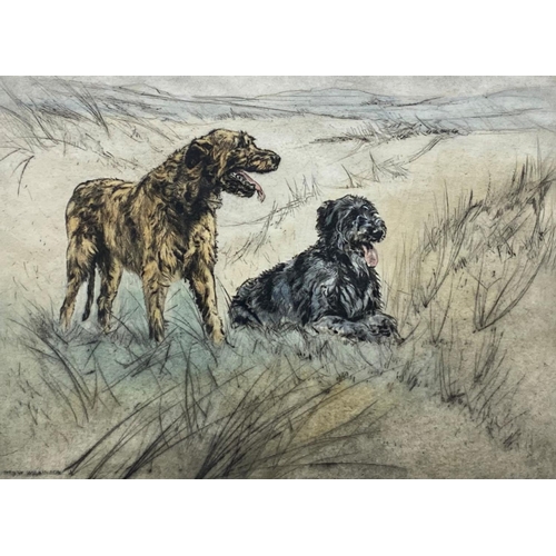 394 - Henry Wilkinson (1921-2011) - 'Wolfhounds', signed, limited 8/150 colour etching, 25 x 35cm, framed