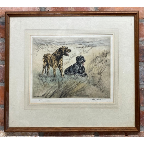 394 - Henry Wilkinson (1921-2011) - 'Wolfhounds', signed, limited 8/150 colour etching, 25 x 35cm, framed