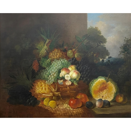 511 - William E D Stuart (1826-1873) - Still life of fruit, unsigned, inscribed verso, oil on canvas, 70 x... 