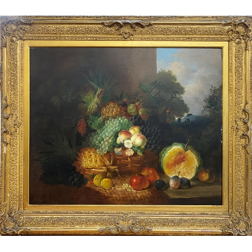 511 - William E D Stuart (1826-1873) - Still life of fruit, unsigned, inscribed verso, oil on canvas, 70 x... 