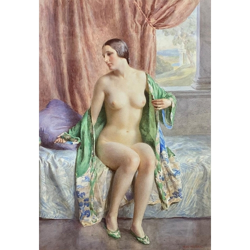 514 - Fred Pegram (1870-1937) - seated nude, signed, Royal Institute or Painters and James Bourlet labels ... 