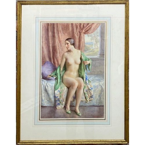 514 - Fred Pegram (1870-1937) - seated nude, signed, Royal Institute or Painters and James Bourlet labels ... 