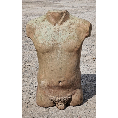 1006 - Well weathered terracotta male torso, 59cm high