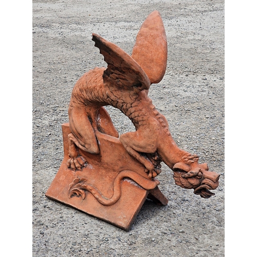 1012 - Composite terracotta roof tile of a Welsh dragon, 86cm high x 63cm long