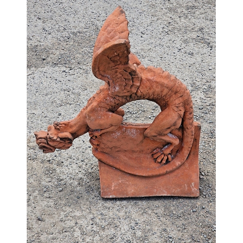 1012 - Composite terracotta roof tile of a Welsh dragon, 86cm high x 63cm long