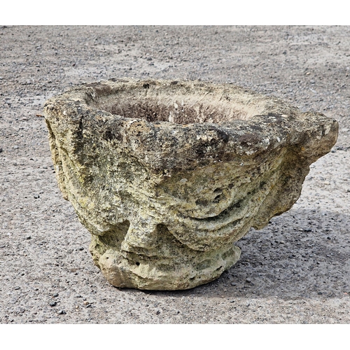 1018 - Early antique carved stone crucible/pot, 36cm high x 53cm wide