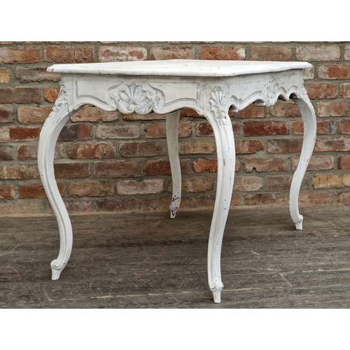 1328 - Vintage French painted console table with carved detail and single frieze drawer, raised on cabriole... 