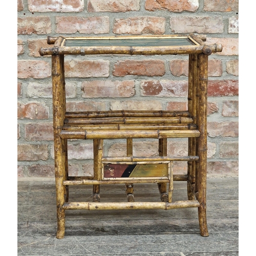 1330 - Victorian aesthetic movement bamboo Canterbury, H 67cm x W 60cm x D 39cm