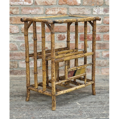 1330 - Victorian aesthetic movement bamboo Canterbury, H 67cm x W 60cm x D 39cm