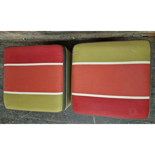 1331 - Pair of contemporary footstools with striped upholstery, H 51cm x W 42cm (2)