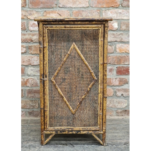 1333 - Victorian aesthetic movement bamboo side cabinet with shelved interior, H 83cm x W 48cm x D 37cm