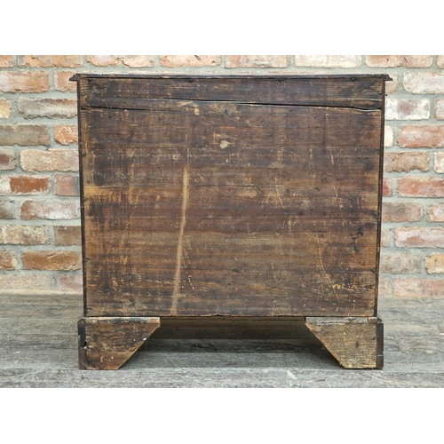 1342 - Good quality 18th century red walnut chest of four graduated drawers of small proportions with origi... 