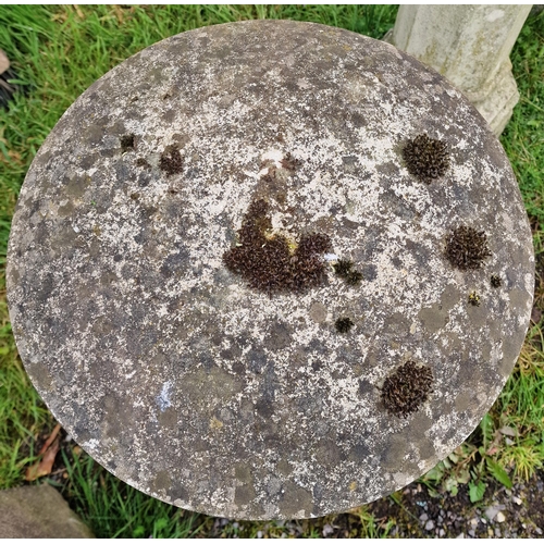 1041 - Weathered reconstituted stone staddle stone, H 85cm x 48cm diameter