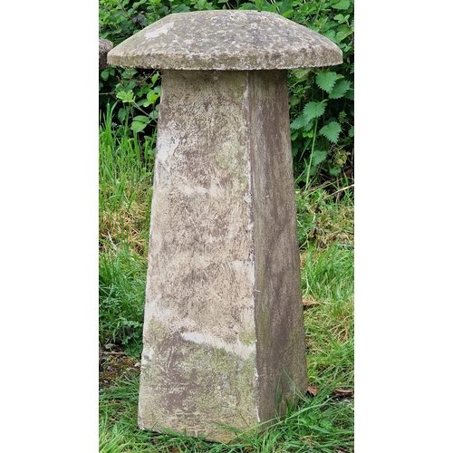 1042 - Weathered reconstituted stone staddle stone, H 85cm x 50cm diameter