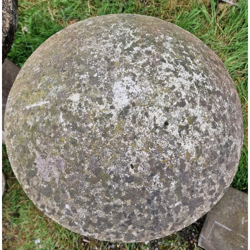 1042 - Weathered reconstituted stone staddle stone, H 85cm x 50cm diameter