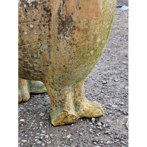 1052 - Large weathered terracotta planter in the form of a cat, H 68cm