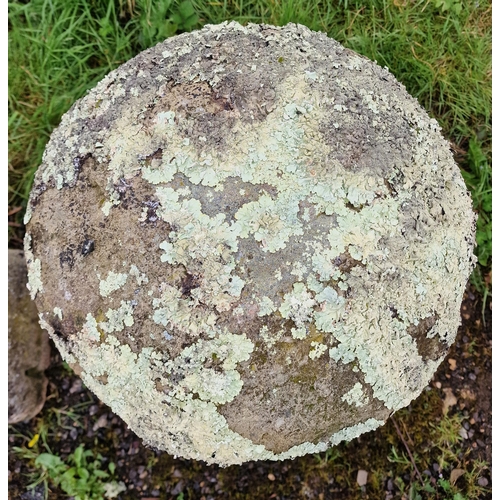 1113 - A matched pair of good quality weathered natural stone staddle stones, largest H 81cm x W 34cm (2)