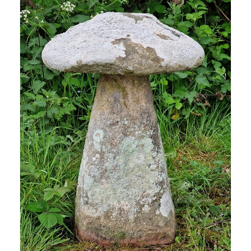 1114 - Weathered Cornish granite staddle stone, H 70cm x W 48cm