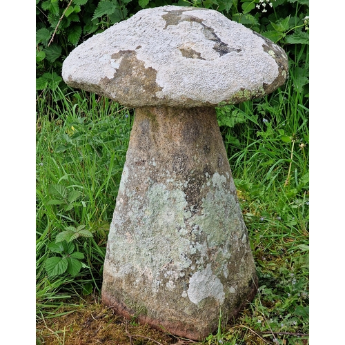 1114 - Weathered Cornish granite staddle stone, H 70cm x W 48cm