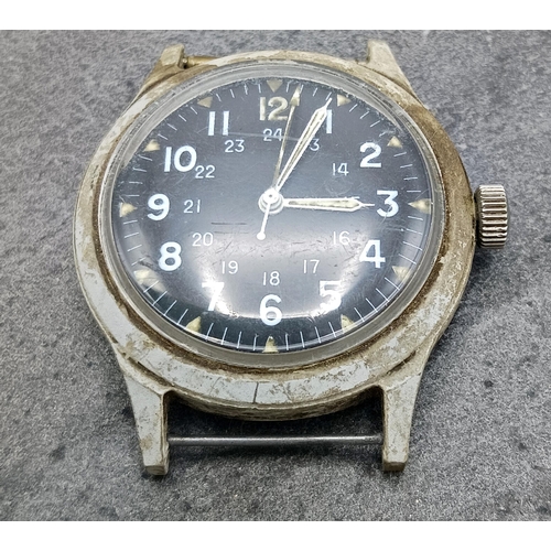 9 - Vintage gents Vietnam War Benrus Watch Co military wristwatch, 34mm case, black dial with Arabic num... 