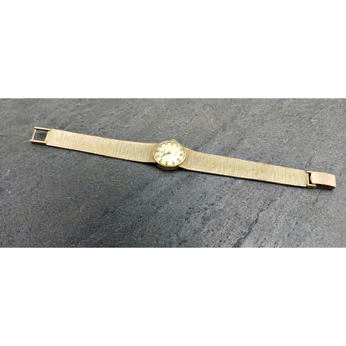 20 - Vintage 9ct Tissot 'Stylist' ladies dress watch, 20mm case, gilt dial and markers, original 9ct wove... 
